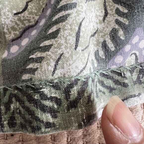 Vintage Reyn Spooner Shirt Mens Large Green Hawaiian Aloha Floral Geometric 90s - Picture 8 of 10